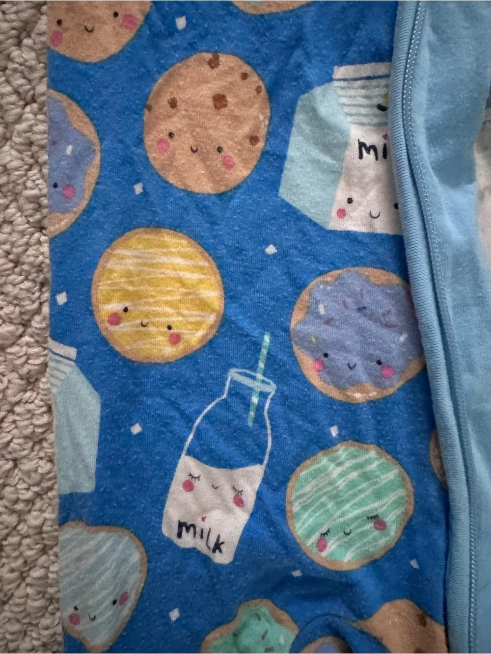 Little Sleepies Blue Milk & Cookies Print Dual Zipper Onesie